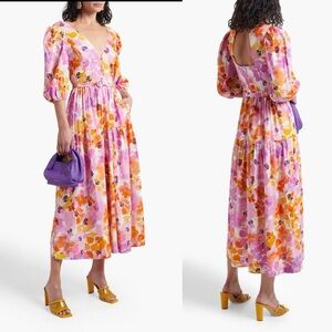NICHOLAS
Celie Belted Printed Linen-Blend Midi Dress